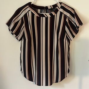 {Ann Taylor} Stripped Blouse with Keyhole Back